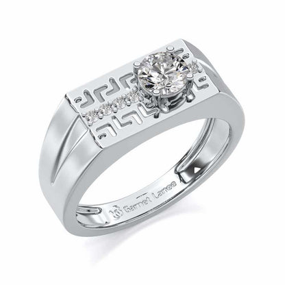 Kamal Solitaire Ring For Men - White Gold - Image 1