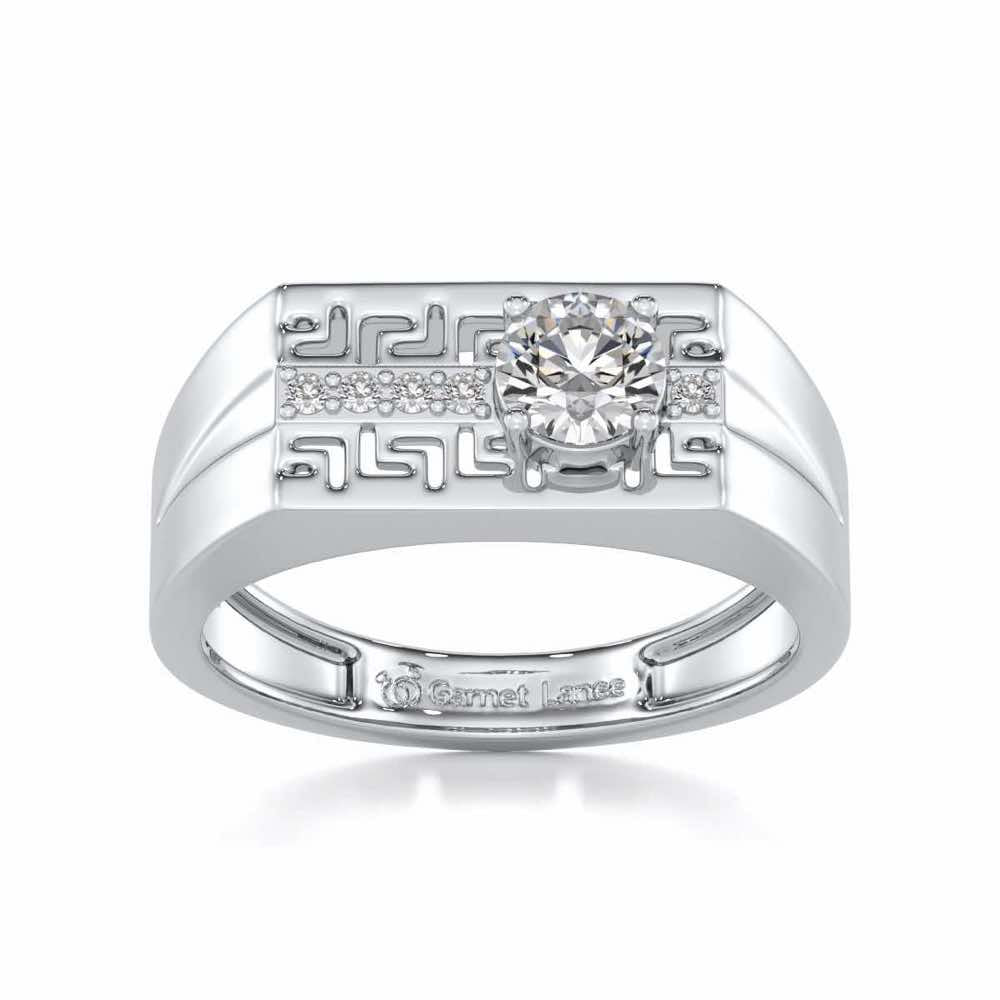 Kamal Solitaire Ring For Men - White Gold - Image 2