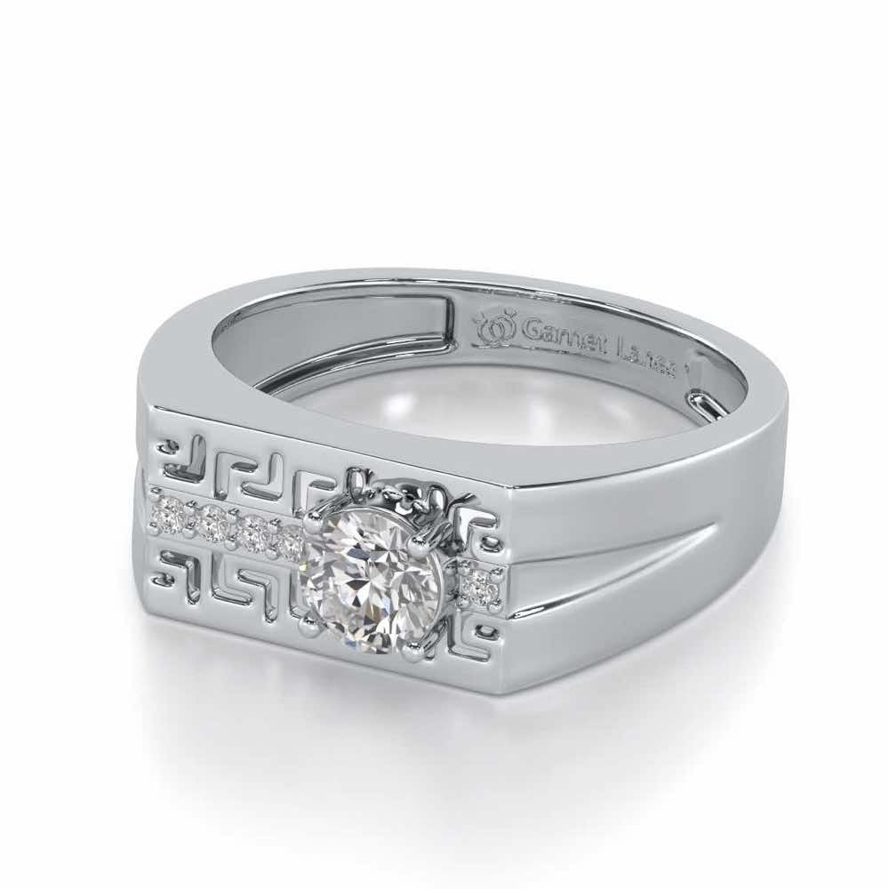Kamal Solitaire Ring For Men - White Gold - Image 3