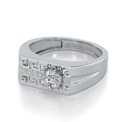 Kamal Solitaire Ring For Men - White Gold - Image 3