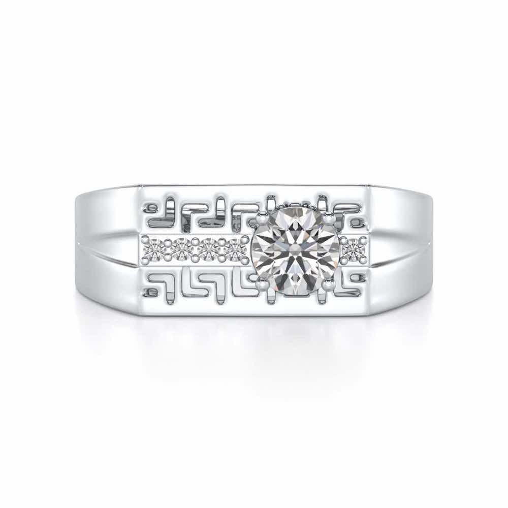 Kamal Solitaire Ring For Men - White Gold - Image 5