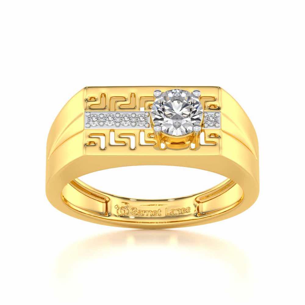 Kamal Solitaire Ring For Men - Yellow Gold - Image 2