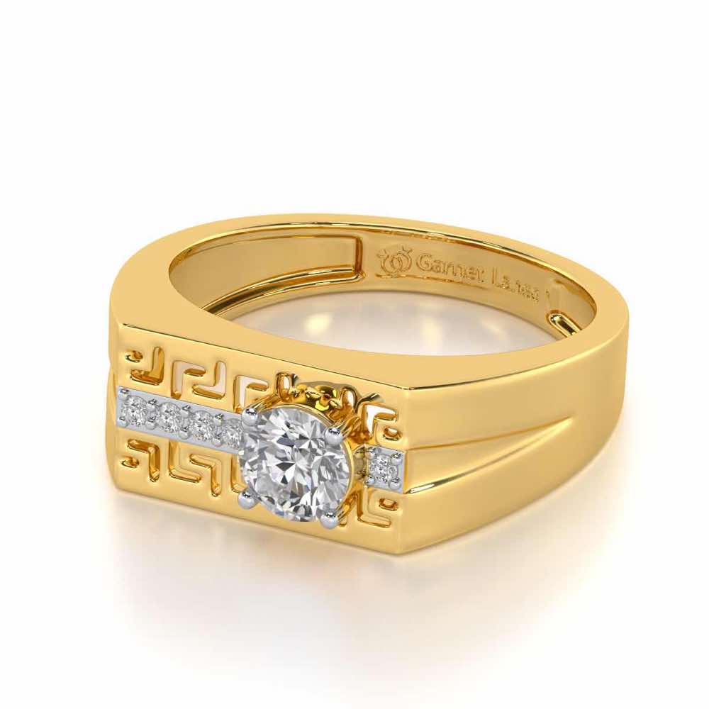 Kamal Solitaire Ring For Men - Yellow Gold - Image 3
