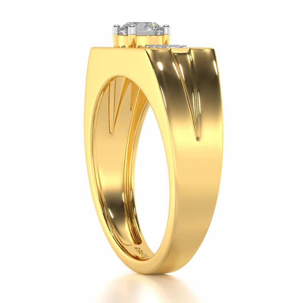Kamal Solitaire Ring For Men - Yellow Gold - Image 4