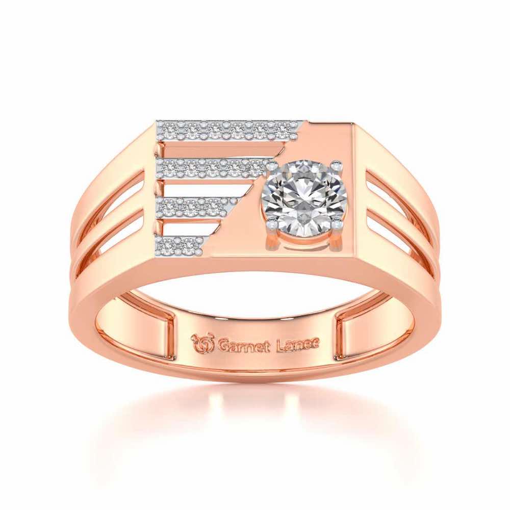 Kartik Solitaire Ring For Men - Rose Gold - Image 2