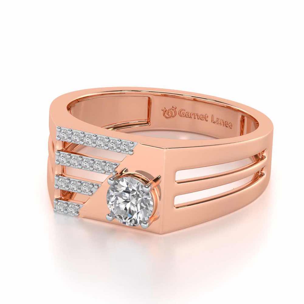 Kartik Solitaire Ring For Men - Rose Gold - Image 3