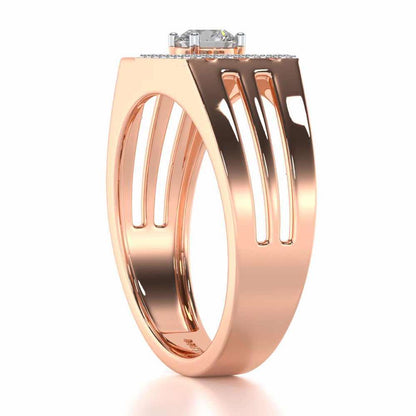 Kartik Solitaire Ring For Men - Rose Gold - Image 4