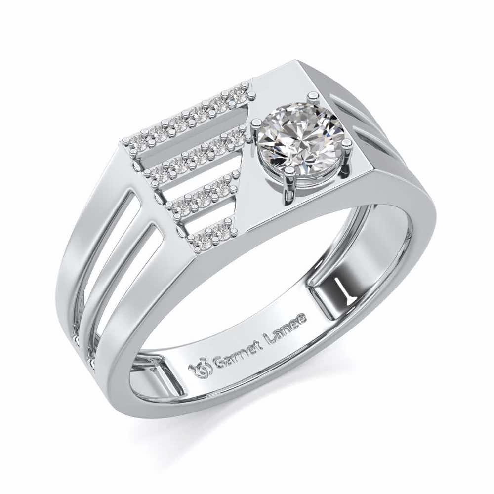 Kartik Solitaire Ring For Men - White Gold - Image 1