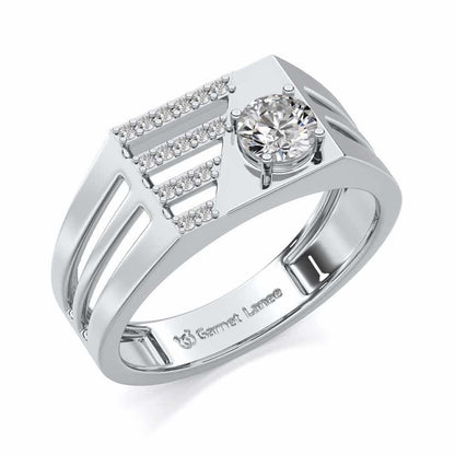 Kartik Solitaire Ring For Men - White Gold - Image 1