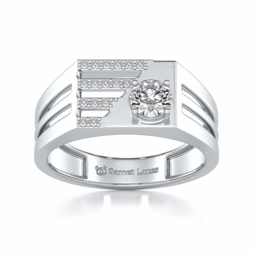 Kartik Solitaire Ring For Men - White Gold - Image 2