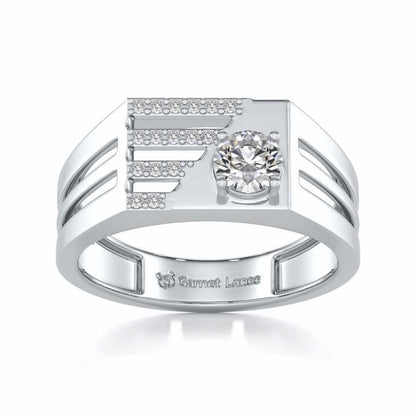 Kartik Solitaire Ring For Men - White Gold - Image 2