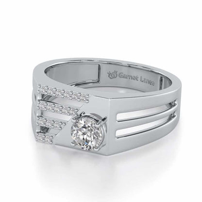Kartik Solitaire Ring For Men - White Gold - Image 3