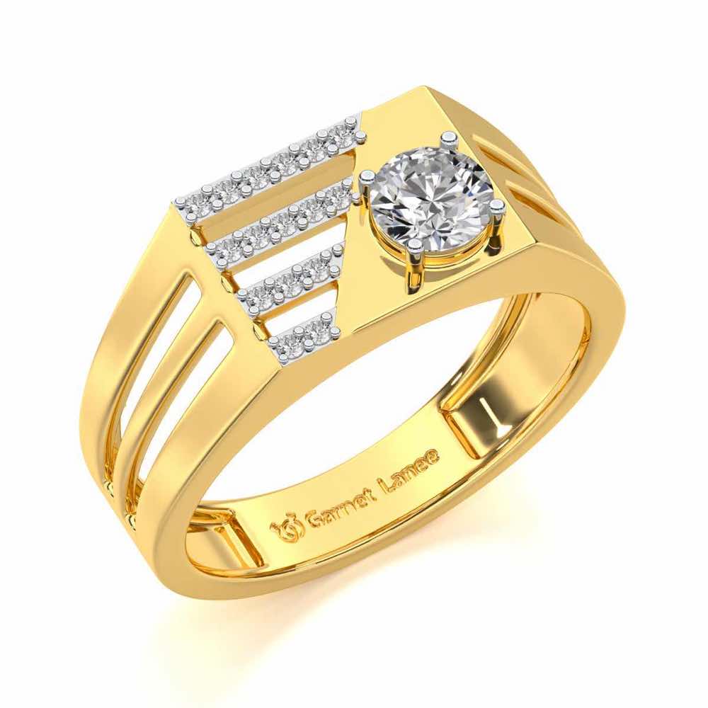 Kartik Solitaire Ring For Men - Yellow Gold - Image 1