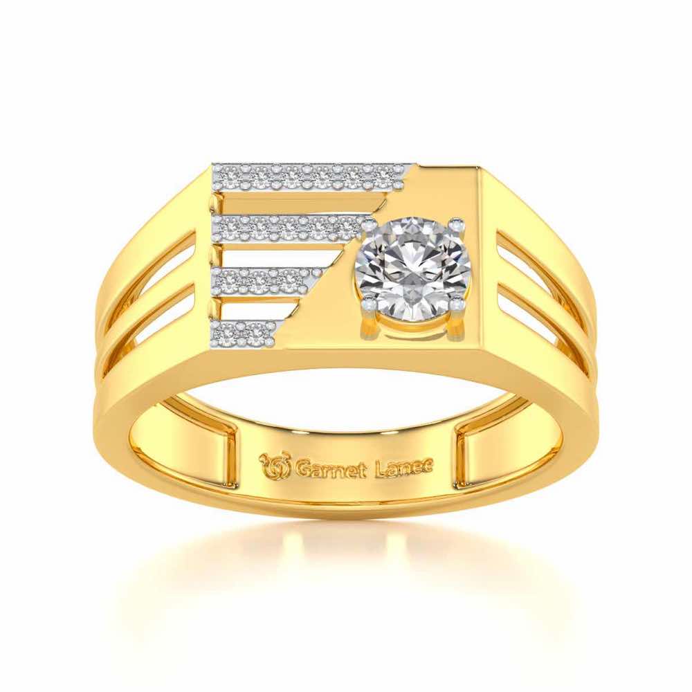 Kartik Solitaire Ring For Men - Yellow Gold - Image 2