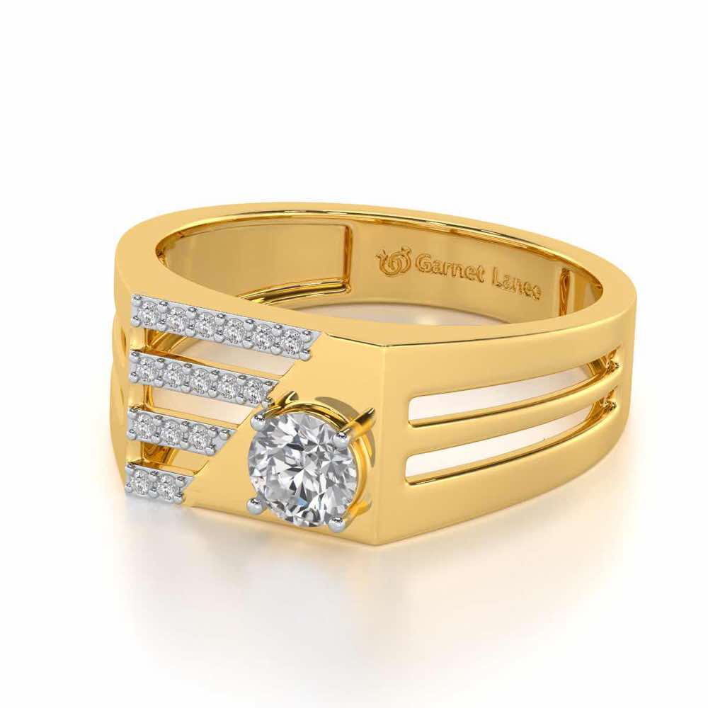 Kartik Solitaire Ring For Men - Yellow Gold - Image 3