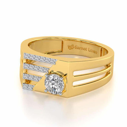 Kartik Solitaire Ring For Men - Yellow Gold - Image 3