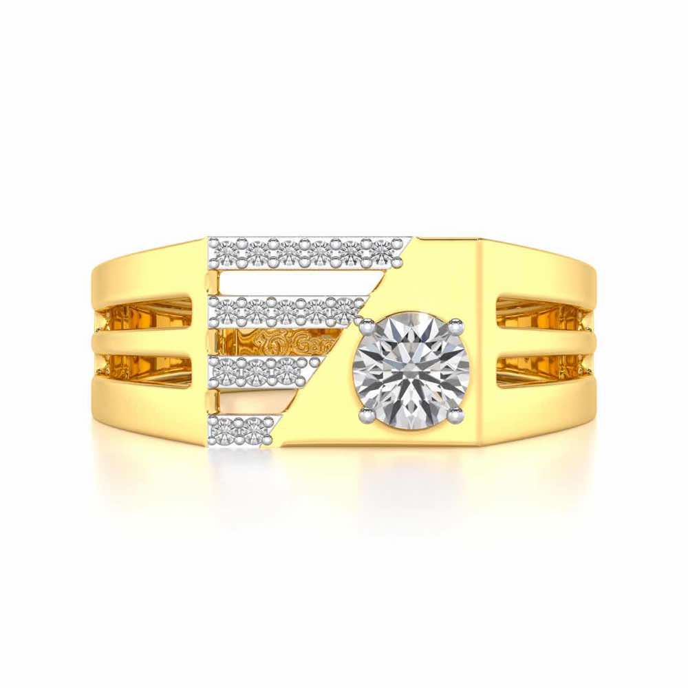 Kartik Solitaire Ring For Men - Yellow Gold - Image 5