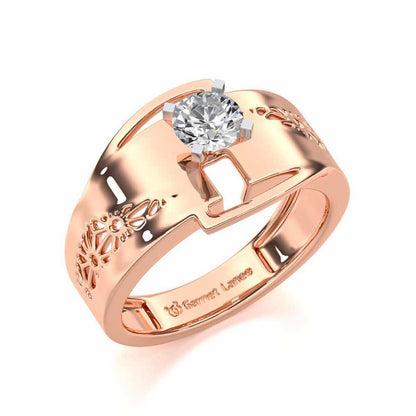Kashyap Solitaire Ring For Men - Rose Gold - Image 1