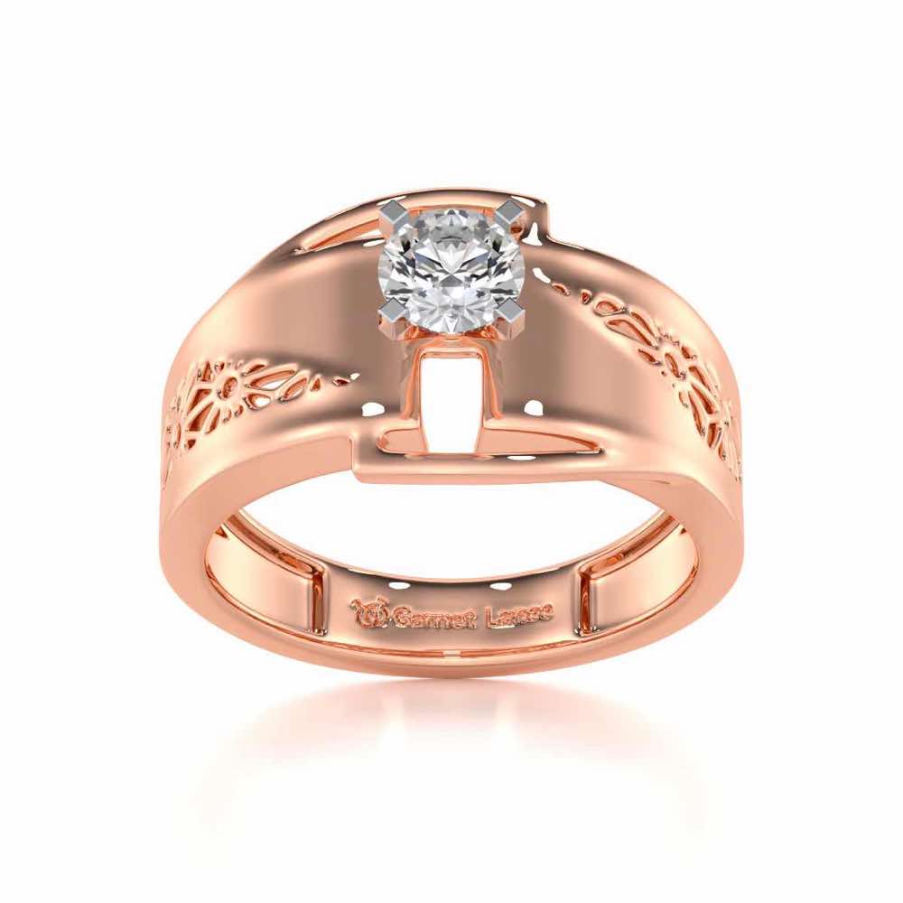 Kashyap Solitaire Ring For Men - Rose Gold - Image 2
