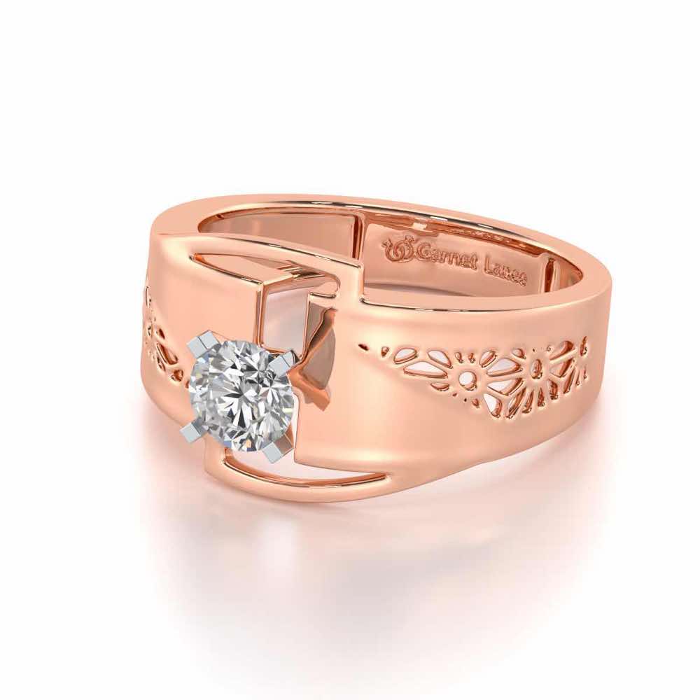 Kashyap Solitaire Ring For Men - Rose Gold - Image 3