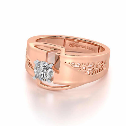 Kashyap Solitaire Ring For Men - Rose Gold - Image 3