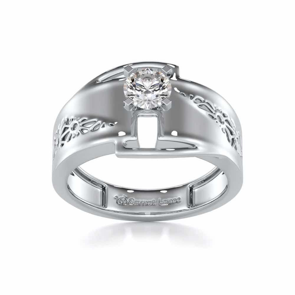 Kashyap Solitaire Ring For Men - White Gold - Image 2