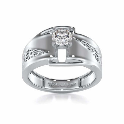 Kashyap Solitaire Ring For Men - White Gold - Image 2