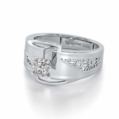Kashyap Solitaire Ring For Men - White Gold - Image 3