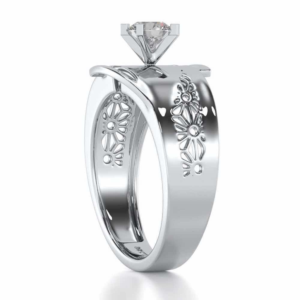 Kashyap Solitaire Ring For Men - White Gold - Image 4