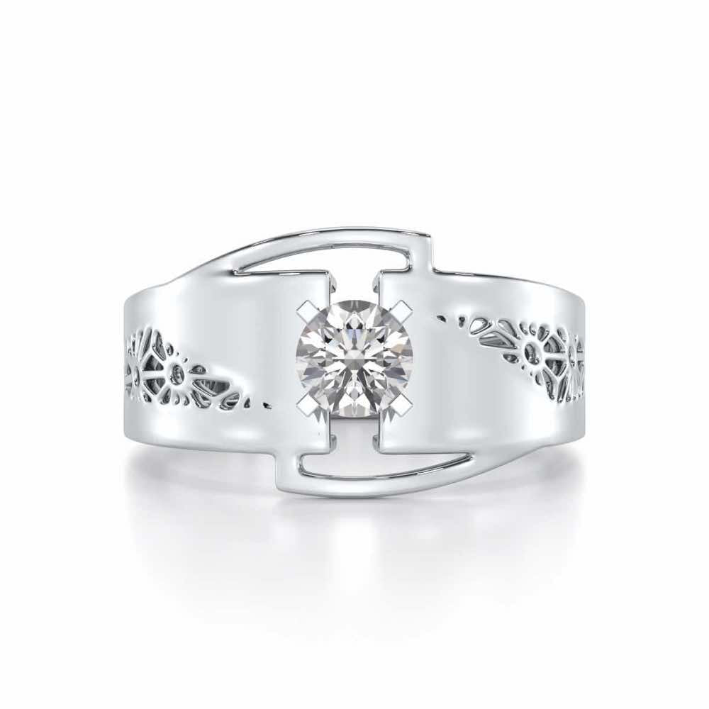 Kashyap Solitaire Ring For Men - White Gold - Image 5