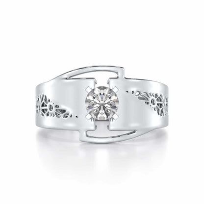 Kashyap Solitaire Ring For Men - White Gold - Image 5