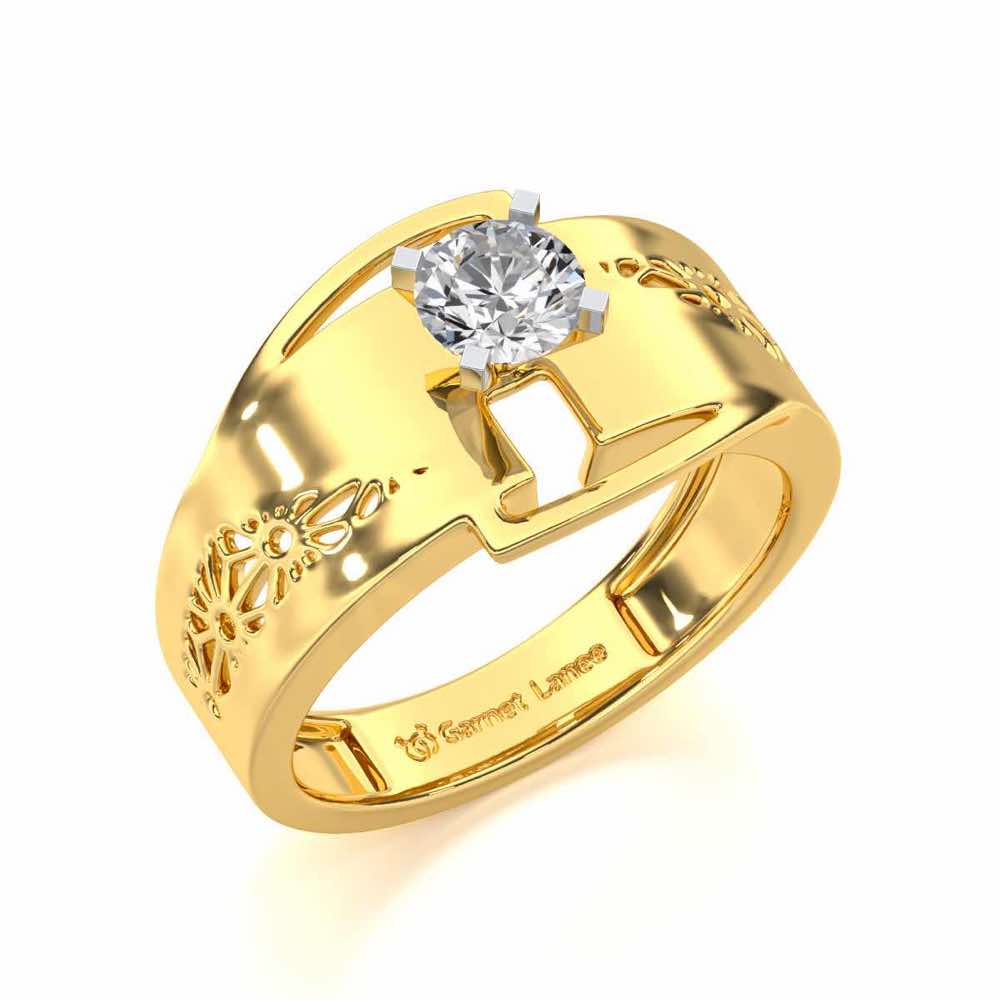 Kashyap Solitaire Ring For Men - Yellow Gold - Image 1