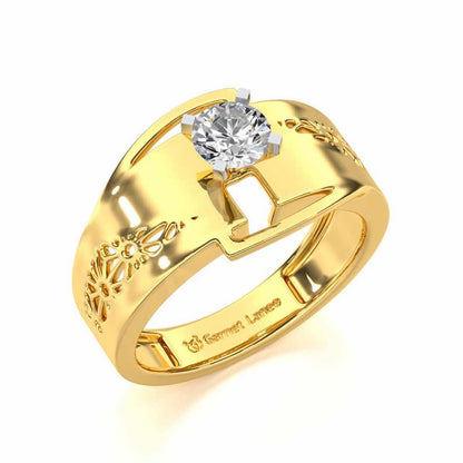Kashyap Solitaire Ring For Men - Yellow Gold - Image 1