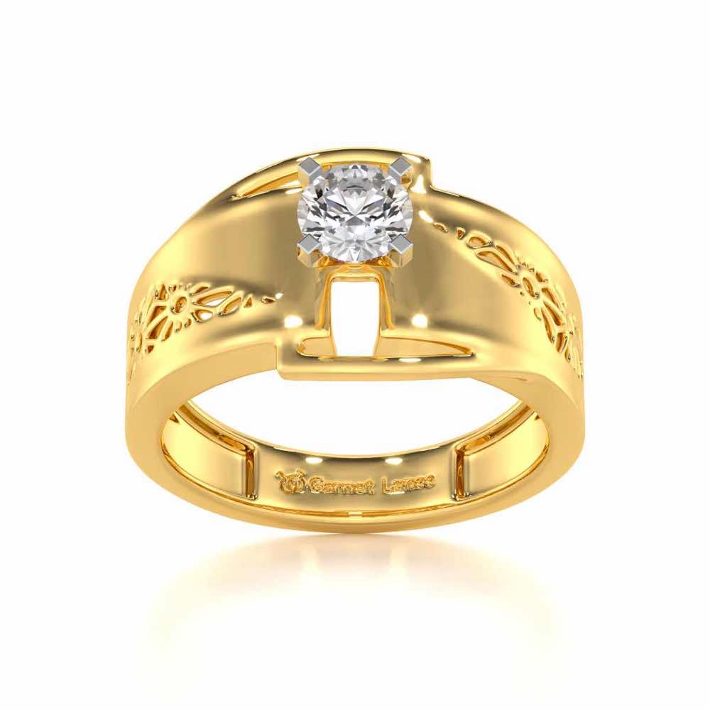 Kashyap Solitaire Ring For Men - Yellow Gold - Image 2