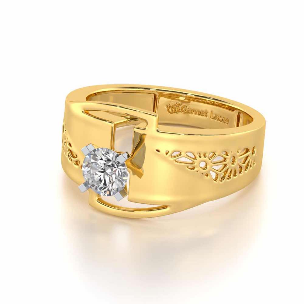 Kashyap Solitaire Ring For Men - Yellow Gold - Image 3