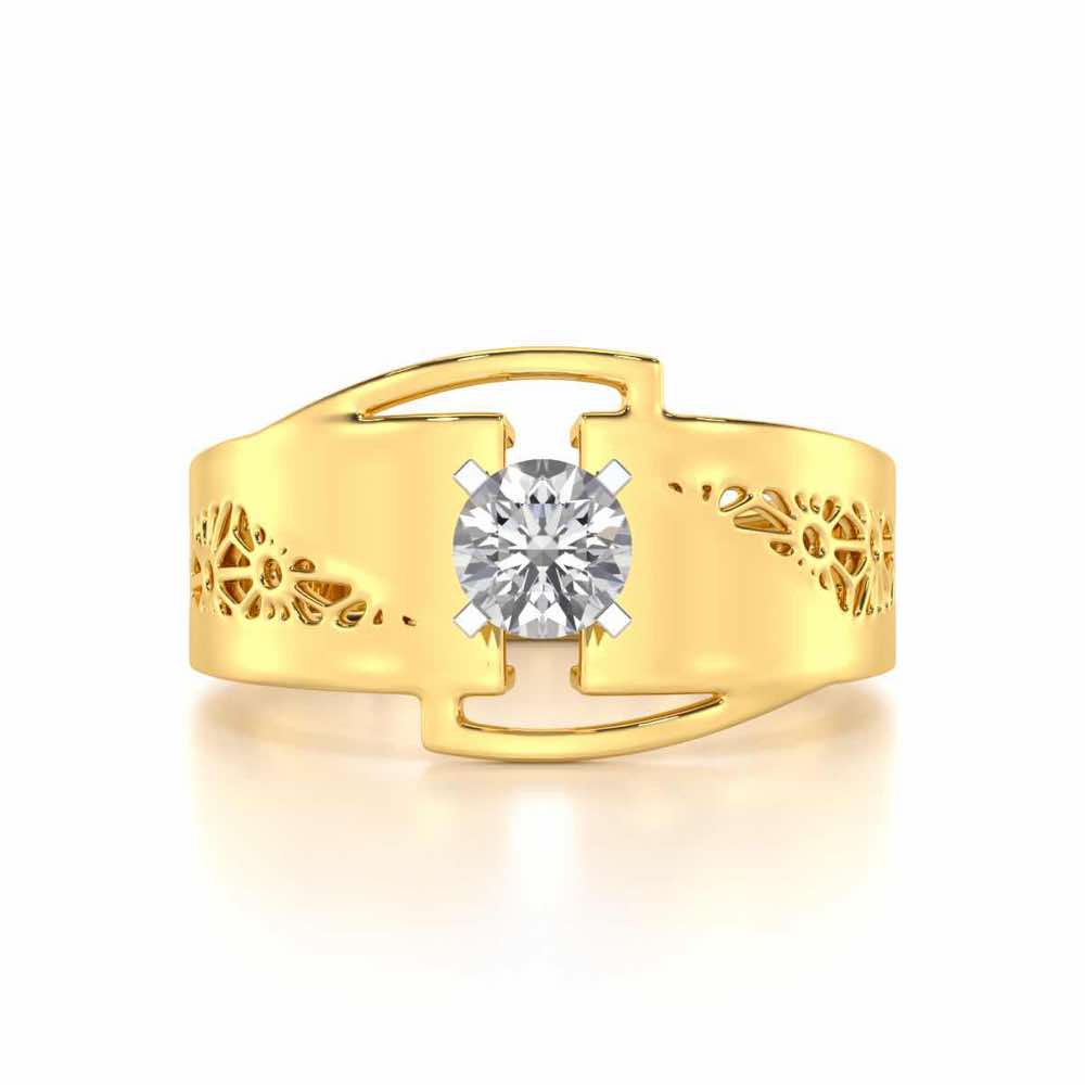 Kashyap Solitaire Ring For Men - Yellow Gold - Image 5