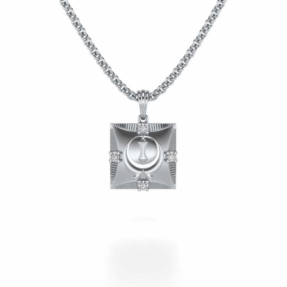 Khalsa Silver Pendant - White Gold - Image 1