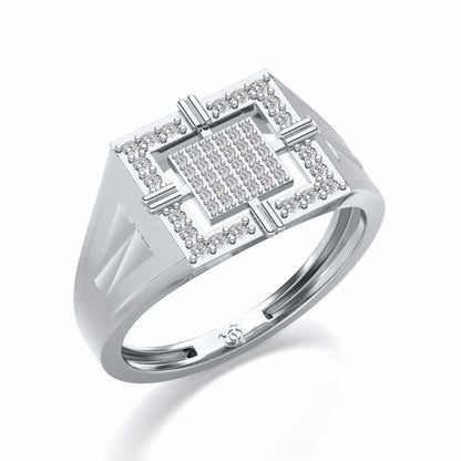 Kingly Glow Silver Ring For Men - White Gold - Image 1