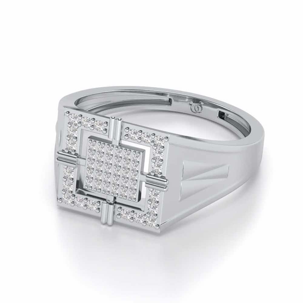 Kingly Glow Silver Ring For Men - White Gold - Image 2