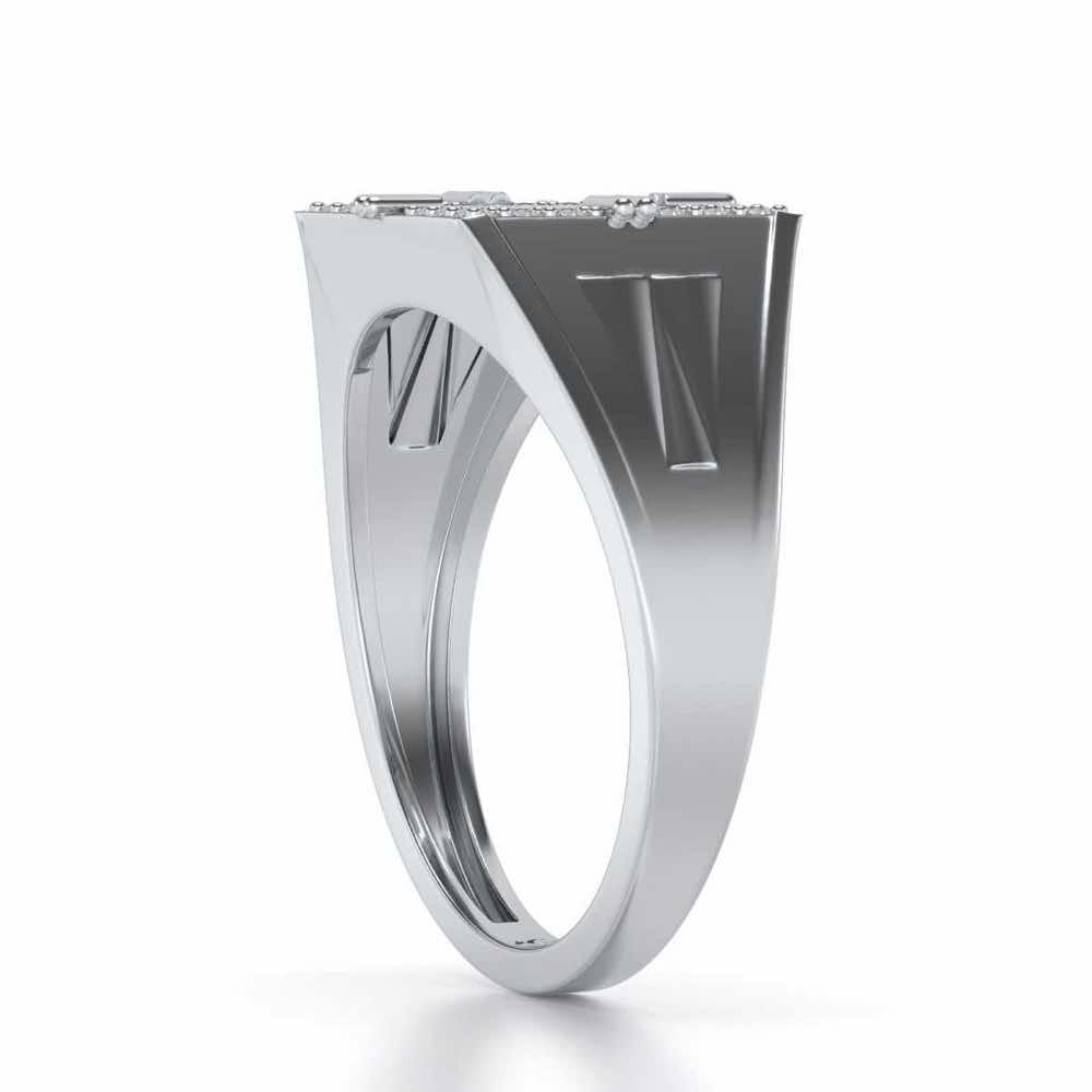Kingly Glow Silver Ring For Men - White Gold - Image 3