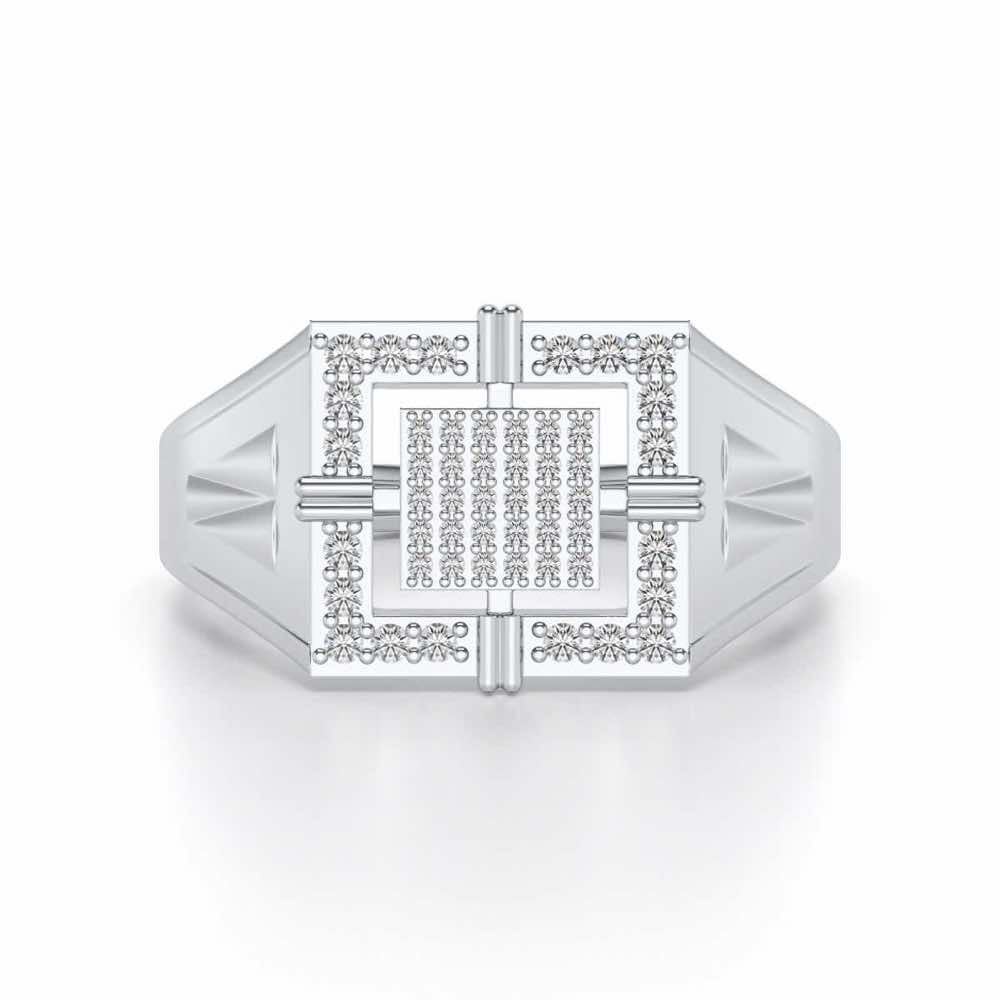 Kingly Glow Silver Ring For Men - White Gold - Image 4
