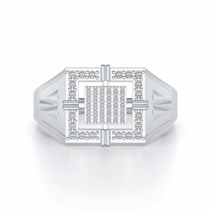 Kingly Glow Silver Ring For Men - White Gold - Image 4