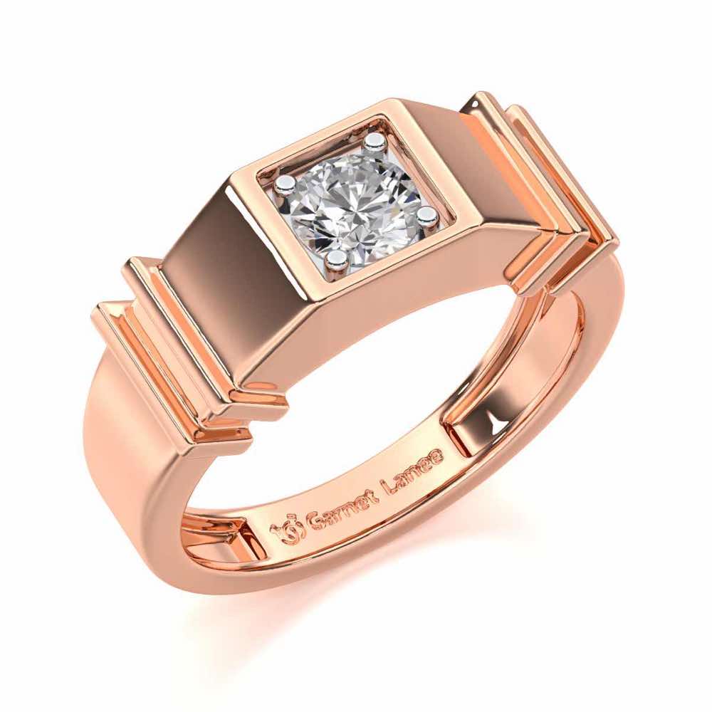 Kritank Solitaire Ring For Men - Rose Gold - Image 1