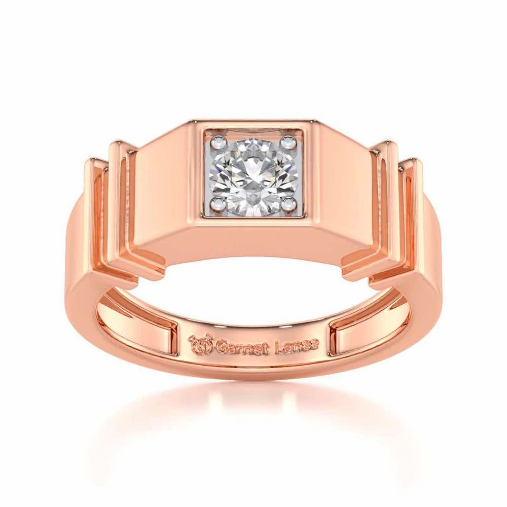 Kritank Solitaire Ring For Men - Rose Gold - Image 2