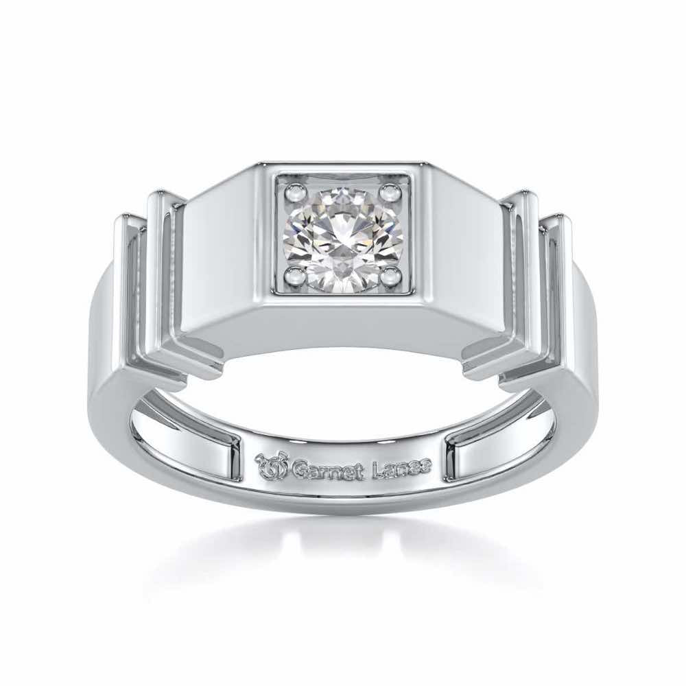 Kritank Solitaire Ring For Men - White Gold - Image 2