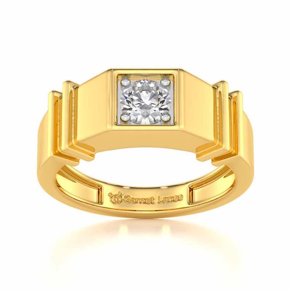 Kritank Solitaire Ring For Men - Yellow Gold - Image 2