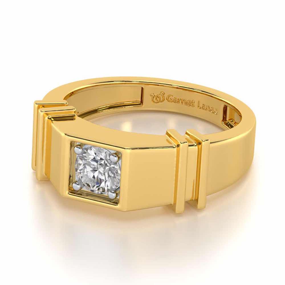Kritank Solitaire Ring For Men - Yellow Gold - Image 3