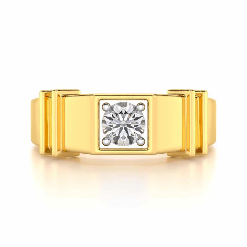 Kritank Solitaire Ring For Men - Yellow Gold - Image 5