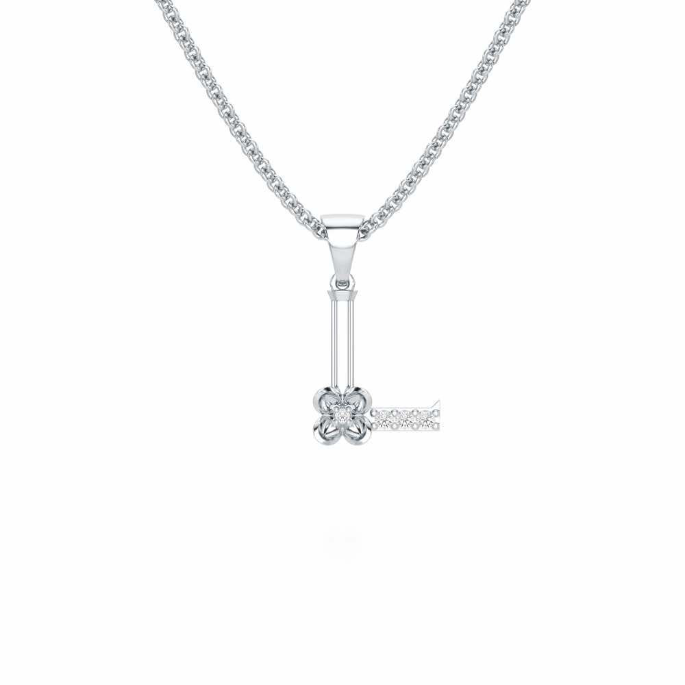 L-Glint Silver Pendant - White Gold - Image 1