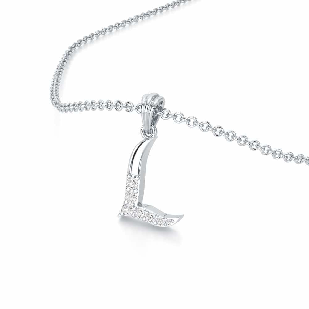 L-Luke Silver Pendant - White Gold - Image 2